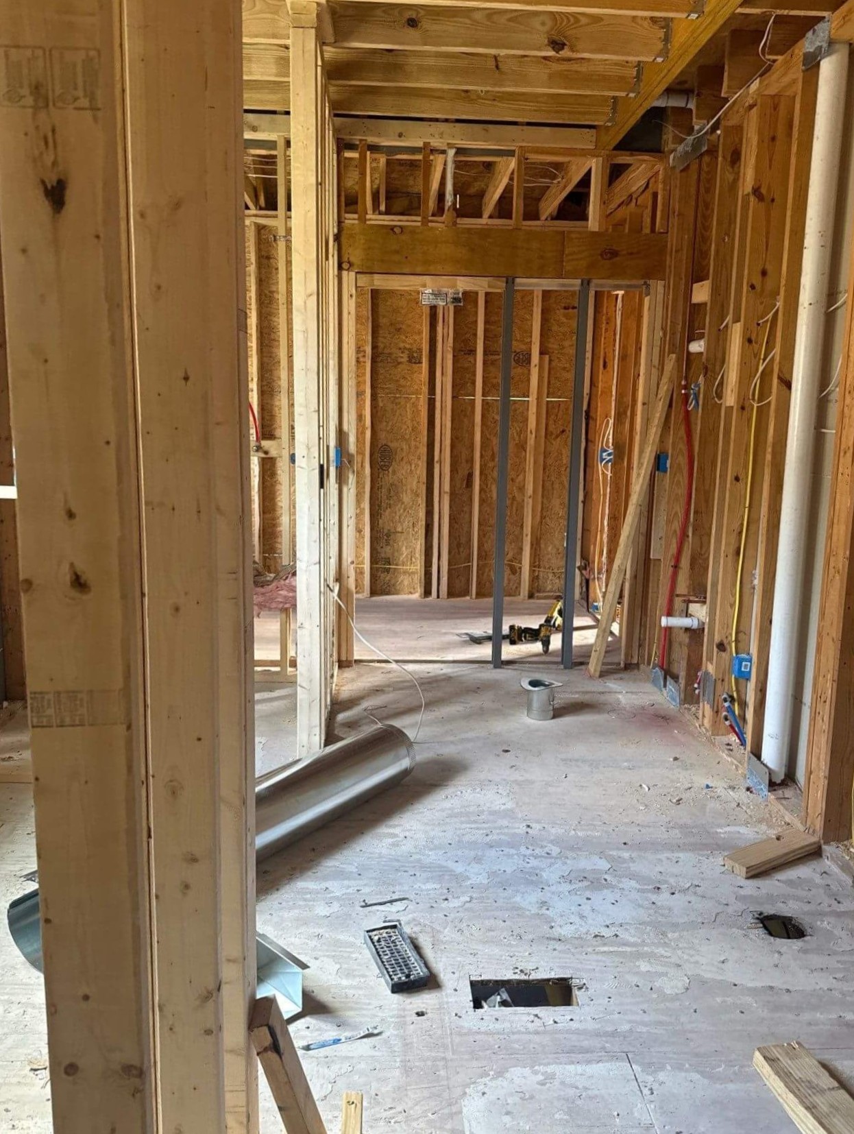 rough in framing on new home by lewis roofing & construction