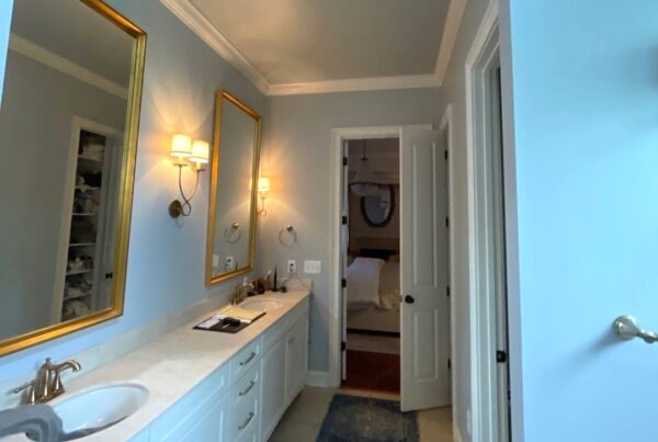custom bathroom remodel light blue