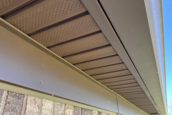 closeup of soffits and fascia by Lewis Roofing